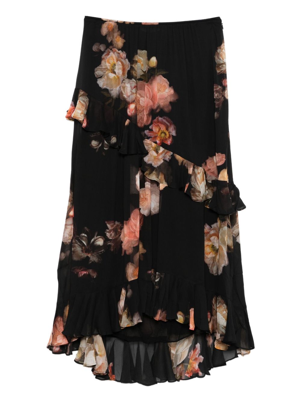 Zimmermann Floral-Print Layered Midi Skirt Black black