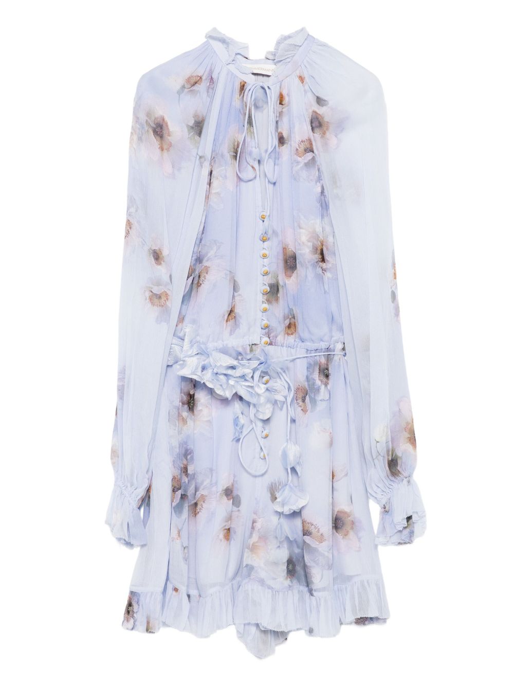 Zimmermann Floral-Print Ruffled Hem Jumpsuit Lilac