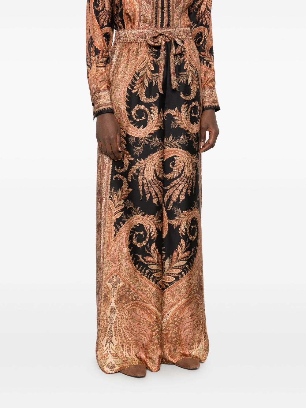Zimmermann Paisley Silk Drawstring Trousers Black