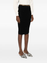 Elisabetta Franchi Geometric Chain-Belt Ribbed Midi Skirt Black Black