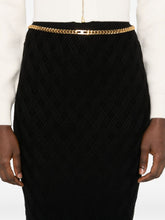 Elisabetta Franchi Geometric Chain-Belt Ribbed Midi Skirt Black Black