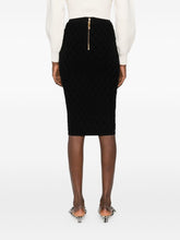 Elisabetta Franchi Geometric Chain-Belt Ribbed Midi Skirt Black Black