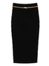 Elisabetta Franchi Geometric Chain-Belt Ribbed Midi Skirt Black Black