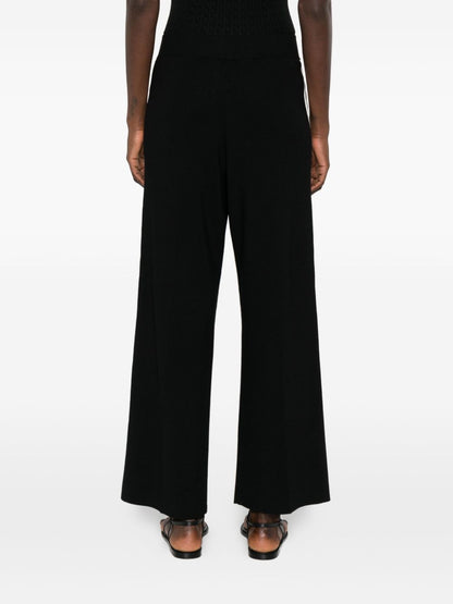 Elisabetta Franchi Wide-Leg Knitted Tricot Trousers Black