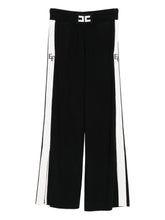 Elisabetta Franchi Wide-Leg Knitted Tricot Trousers Black