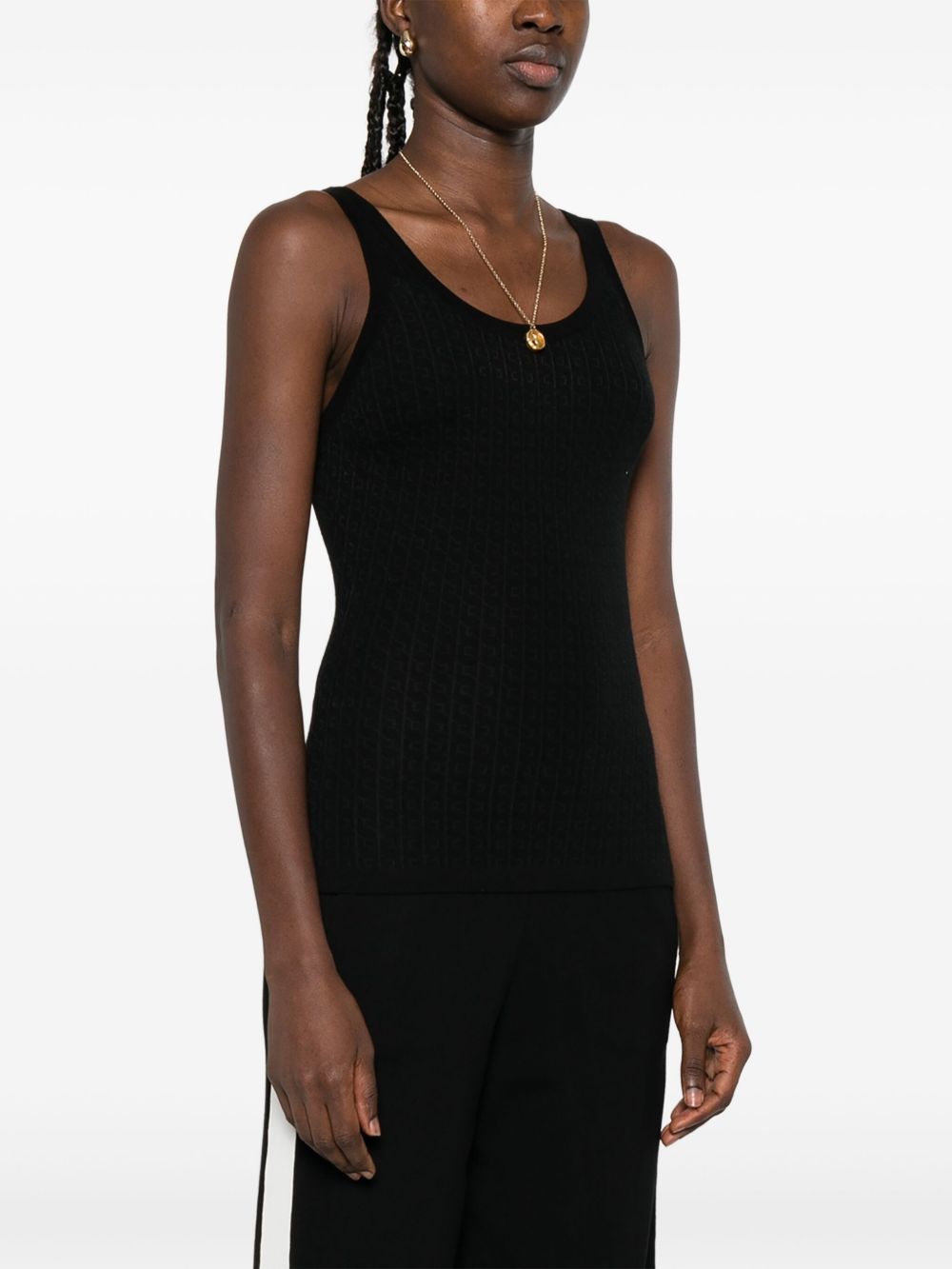 Elisabetta Franchi Wool Blend Sleeveless Tank Top Black