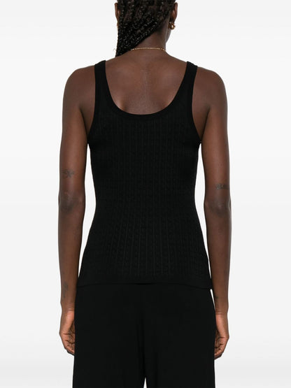 Elisabetta Franchi Wool Blend Sleeveless Tank Top Black