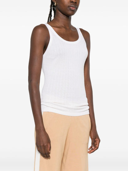 Elisabetta Franchi Wool Blend Sleeveless Scoop Neck Tank Top Ivory ivory