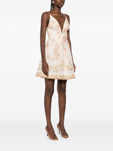 Zimmermann Floral-Print Linen-Silk Midi Dress Beige