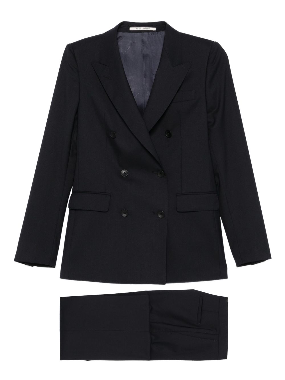 Tagliatore Double-Breasted Wool-Blend Blazer Dress Blue