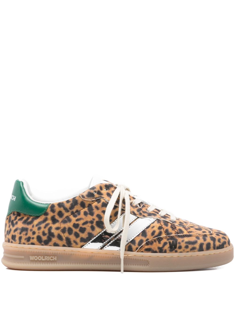 Woolrich Leopard-Print Leather Sneakers Brown
