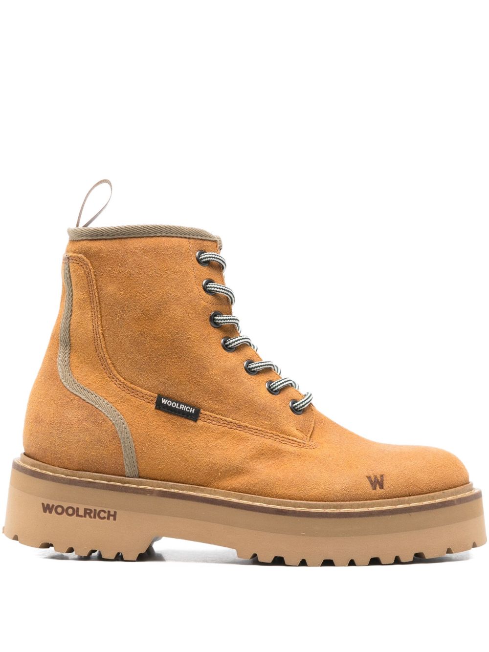 Woolrich Leather Platform Lace-Up Boots Leather Brown