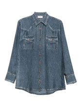 Pierre Louis Mascia Denim Print Silk Shirt Blue