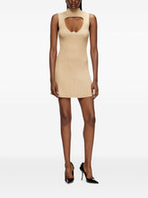 Diesel Ribbed Knit Sleeveless Keyhole Midi Dress Beige
