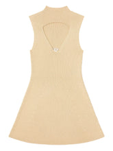 Diesel Ribbed Knit Sleeveless Keyhole Midi Dress Beige