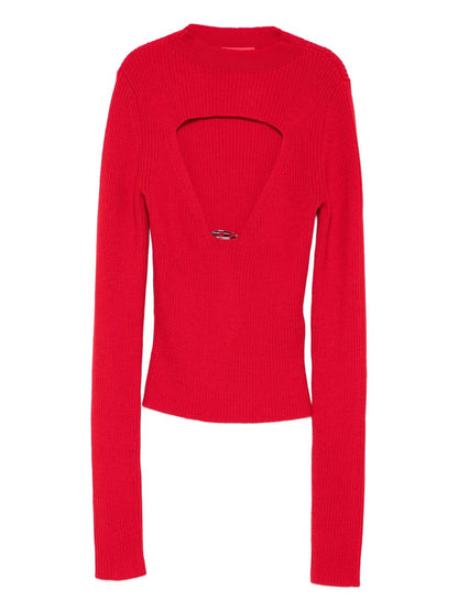 Diesel Ribbed Wool Long-Sleeve Sweater Red