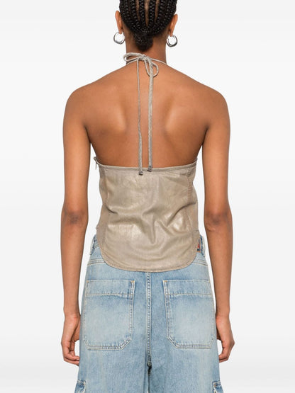 Diesel Metallic Gold-Tone Tie Fastening Top Golden Golden
