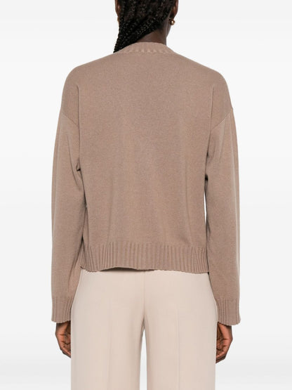 Fabiana Filippi V-neck Button-Fastening Ribbed Wool-Silk Sweater Brown brown