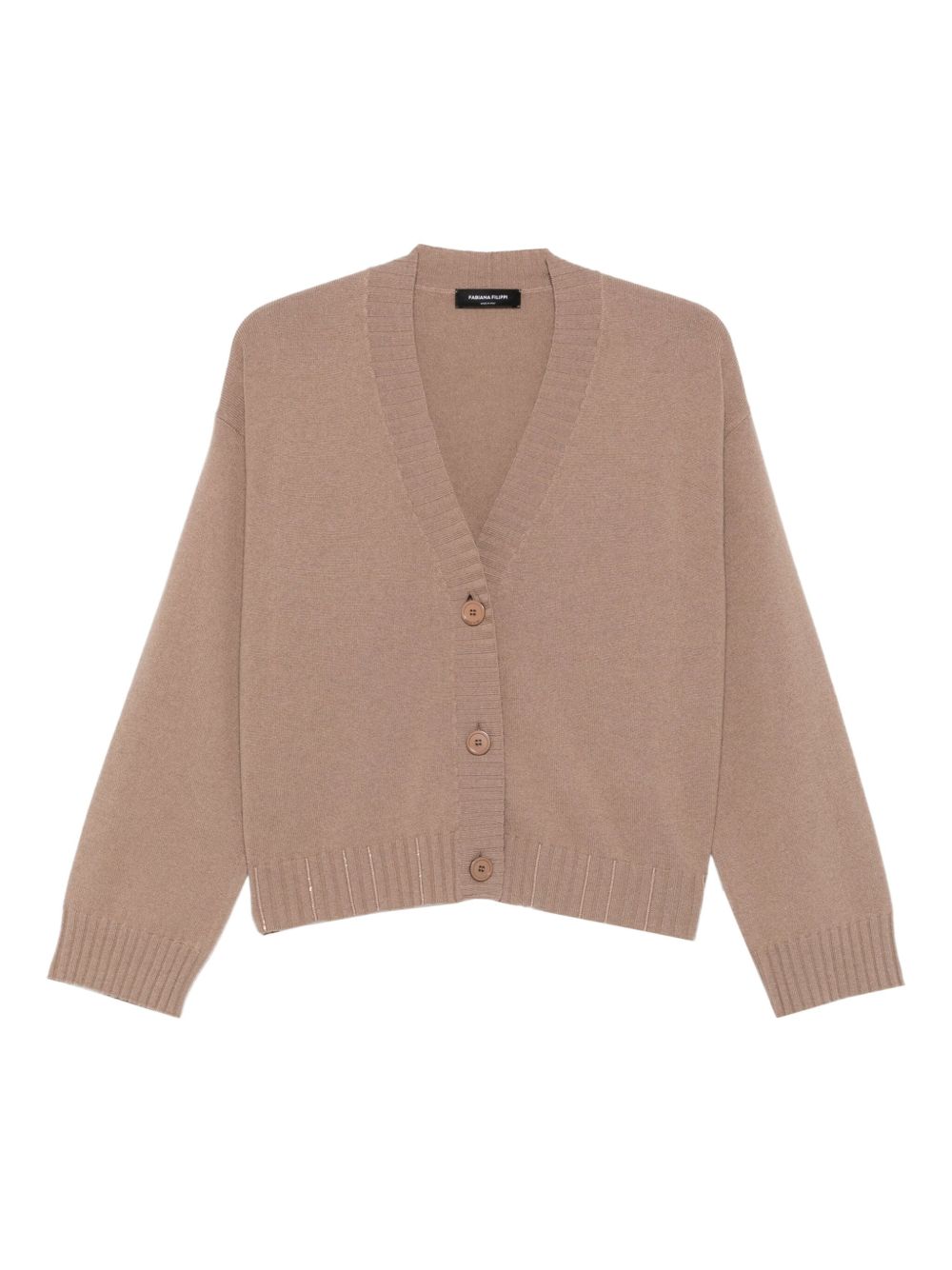 Fabiana Filippi V-neck Button-Fastening Ribbed Wool-Silk Sweater Brown brown