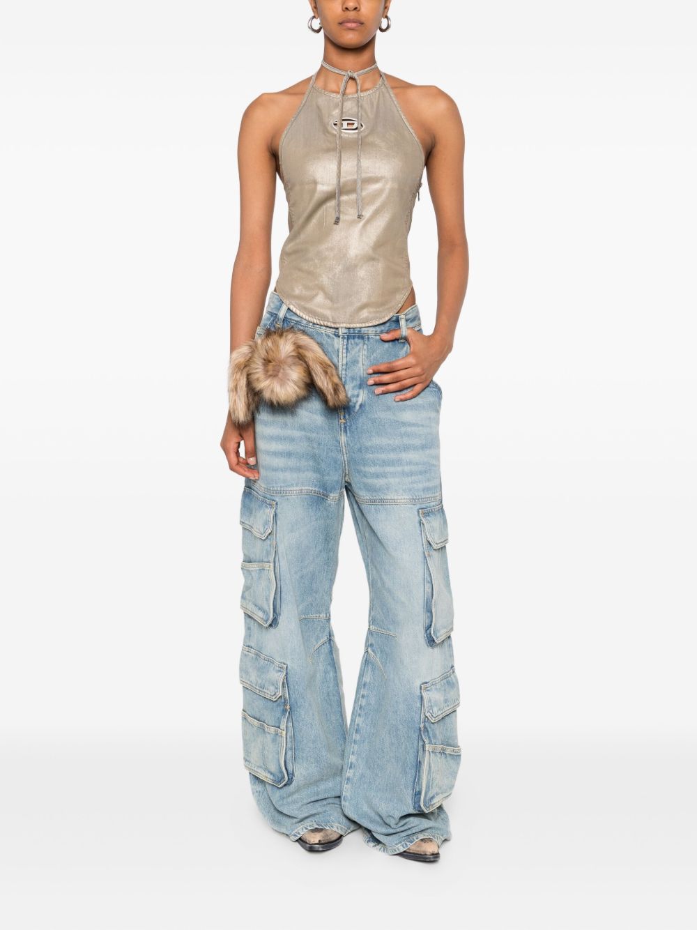 Diesel Clear Blue Cargo Denim Straight-Leg Jeans Clear Blue