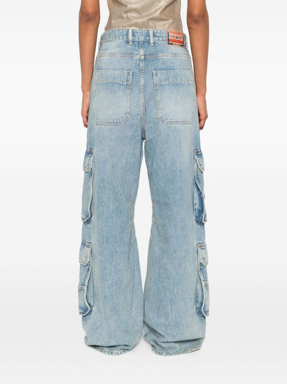 Diesel Clear Blue Cargo Denim Straight-Leg Jeans Clear Blue
