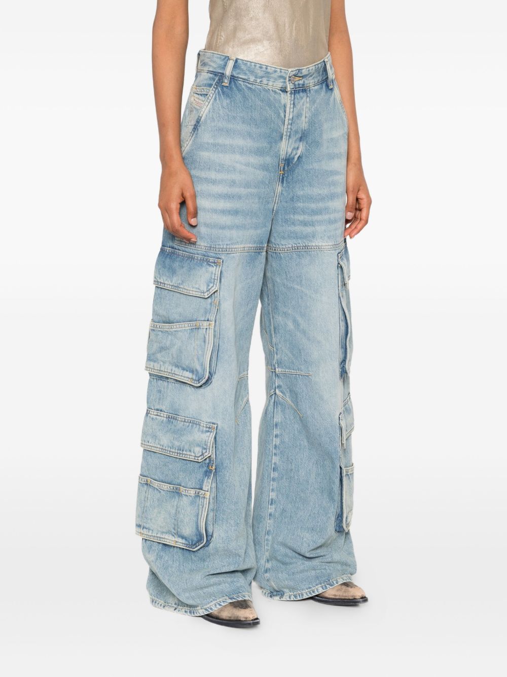 Diesel Clear Blue Cargo Denim Straight-Leg Jeans Clear Blue