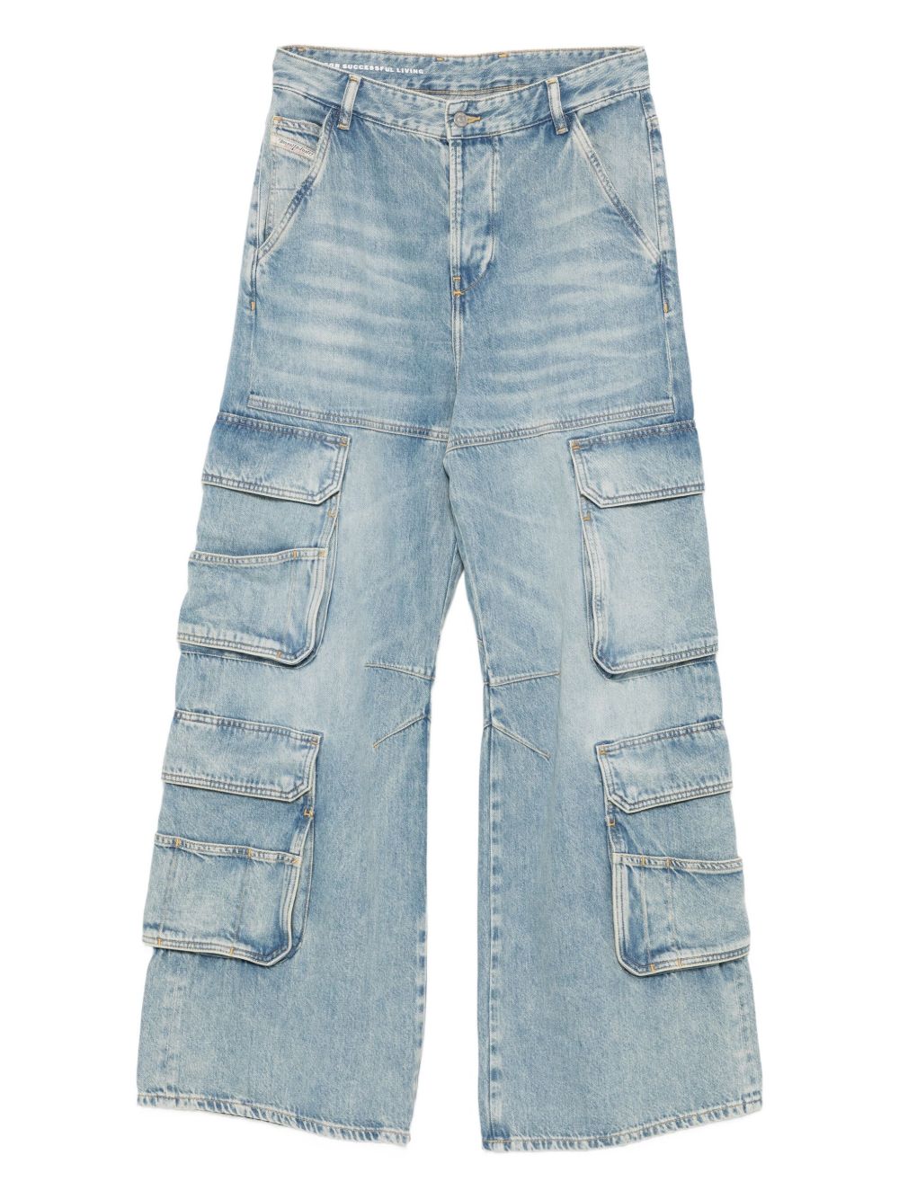 Diesel Clear Blue Cargo Denim Straight-Leg Jeans Clear Blue