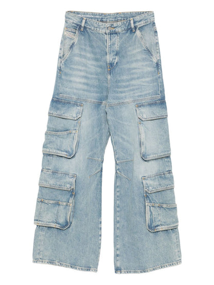 Diesel Clear Blue Cargo Denim Straight-Leg Jeans Clear Blue