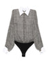 Elisabetta Franchi Snakeskin Silk Shirt Bodysuit Black Black