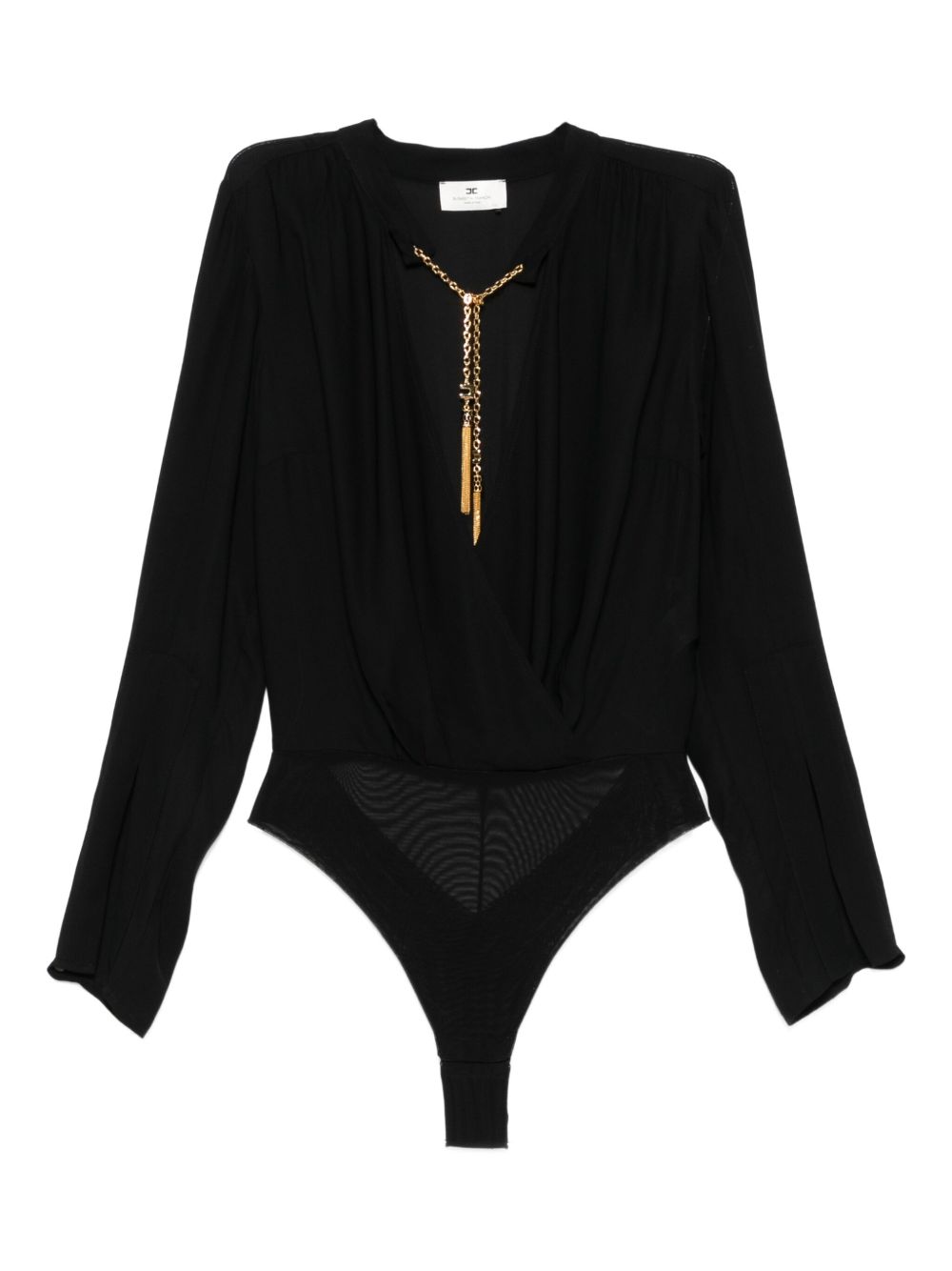 Elisabetta Franchi Long Sleeve Gold Embellished Top Black Black
