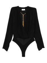 Elisabetta Franchi Long Sleeve Gold Embellished Top Black Black