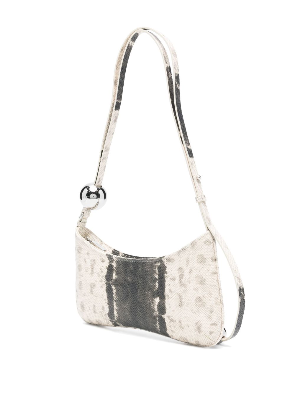 Jacquemus The Bisou Perle Ball-Embellished Curved Leather Shoulder Bag Beige