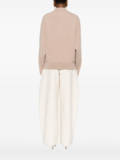 Jacquemus La Maille Vareuse Wool-Cashmere Polo Shirt Beige Beige