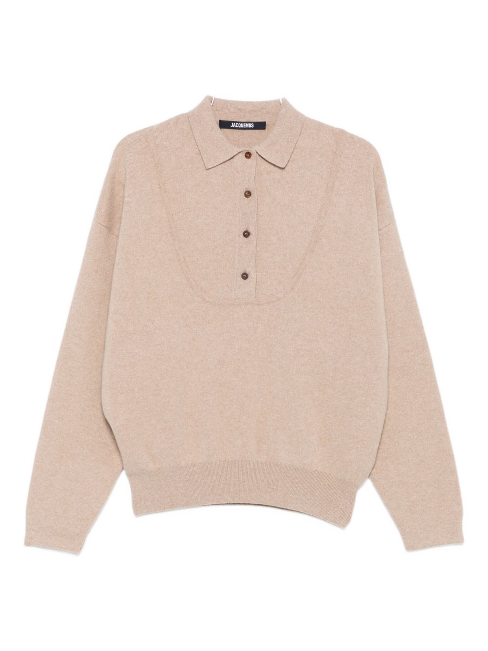 Jacquemus La Maille Vareuse Wool-Cashmere Polo Shirt Beige Beige