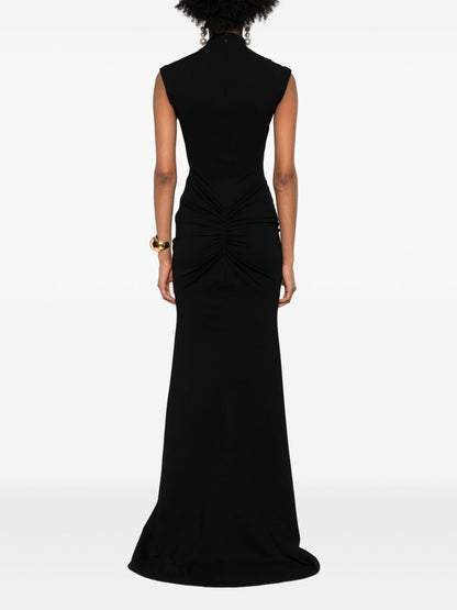 Jacquemus La Robe Alba Sleeveless High Neck Black Maxi Dress Black