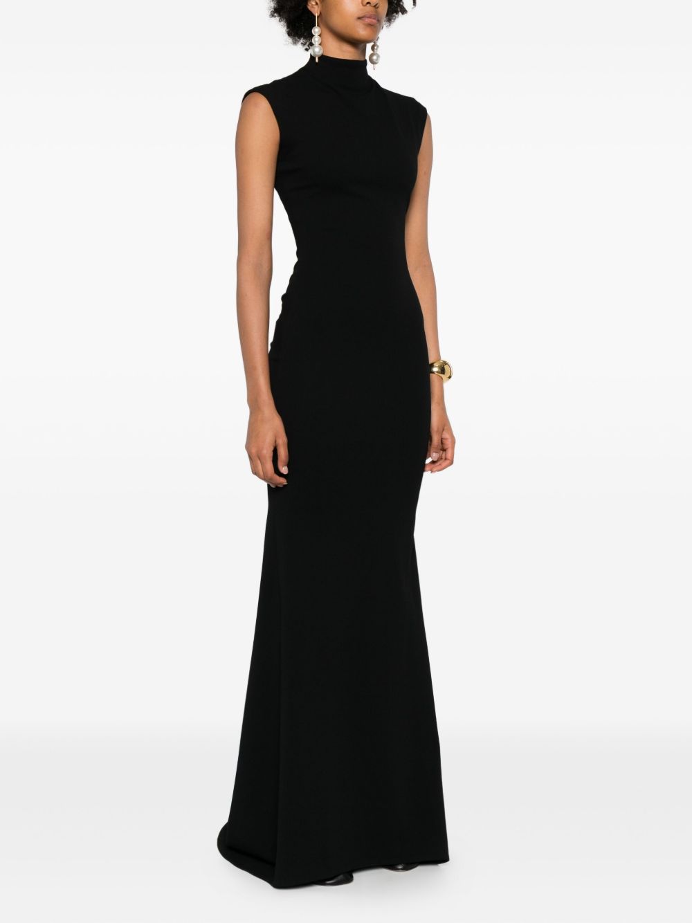 Jacquemus La Robe Alba Sleeveless High Neck Black Maxi Dress Black