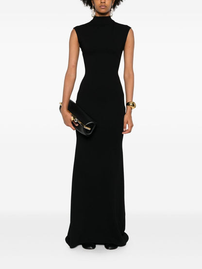 Jacquemus La Robe Alba Sleeveless High Neck Black Maxi Dress Black