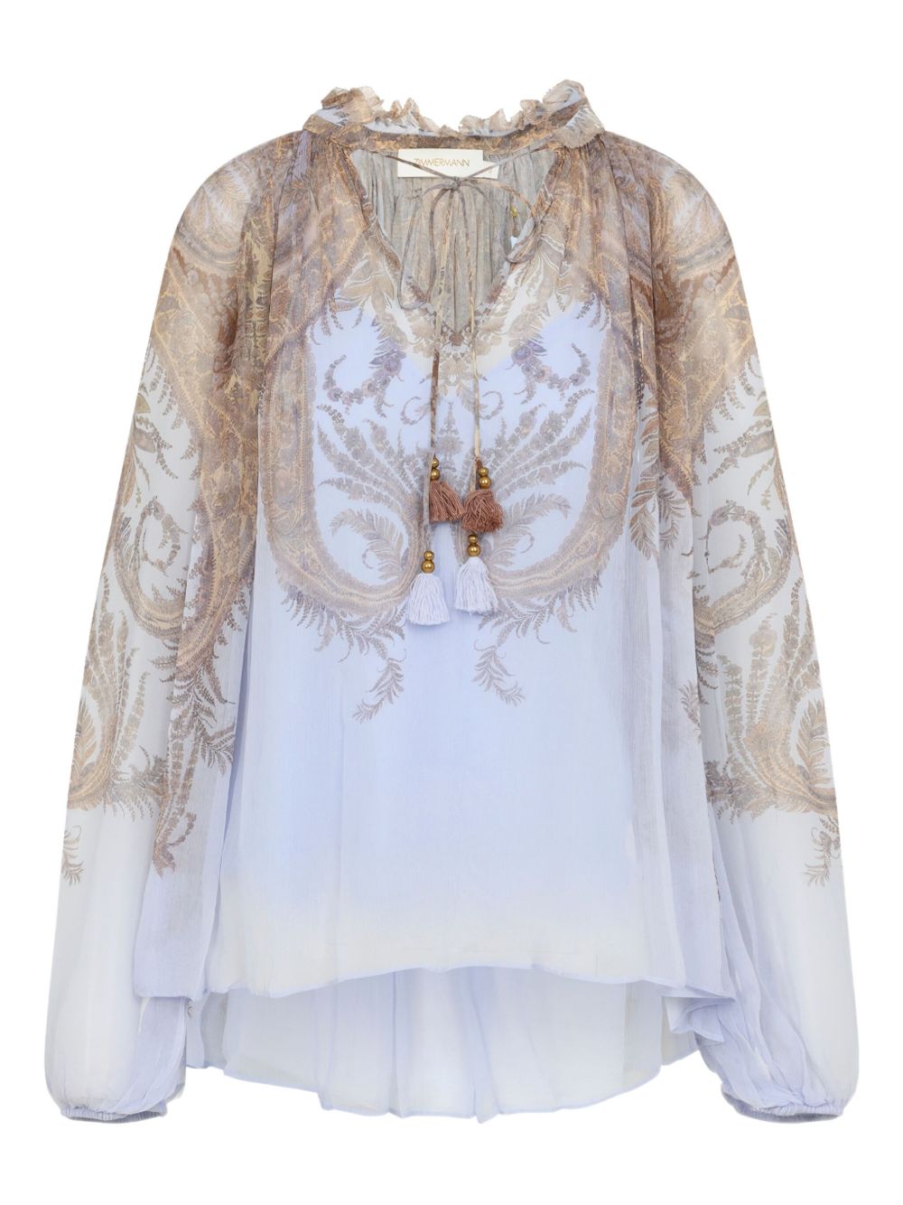 Zimmermann Paisley-Print Viscose Ruffled Shirt Lilac lilac