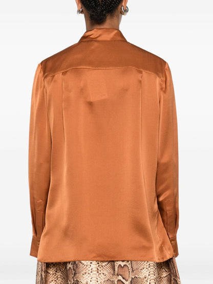Zimmermann Silk Embroidered Long-Sleeve Shirt Brown brown