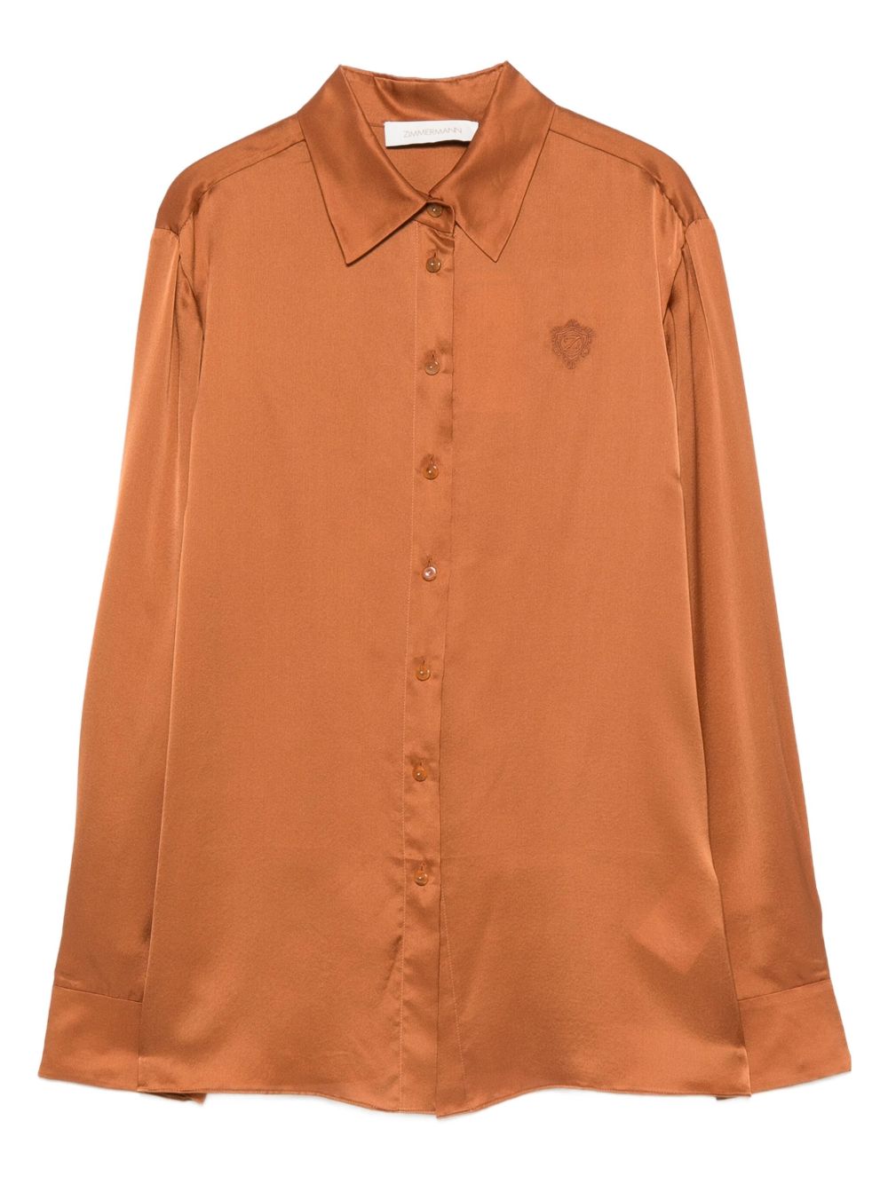 Zimmermann Silk Embroidered Long-Sleeve Shirt Brown brown