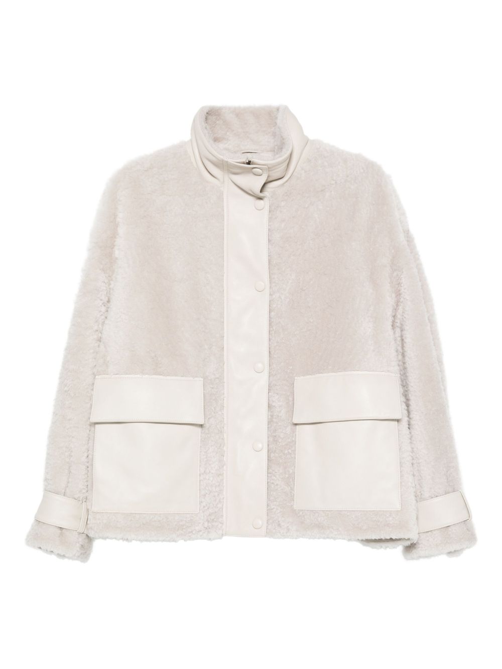 Emporio Armani Teddy-Texture Buttoned Jacket in Ivory Ivory
