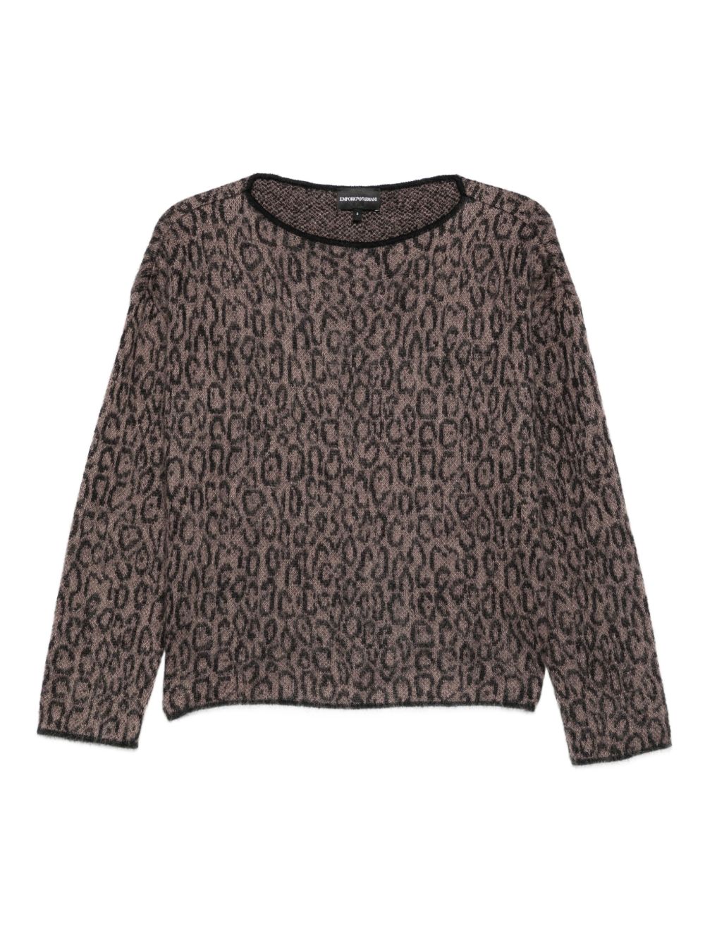 Emporio Armani Leopard-Print Wool Sweater Black