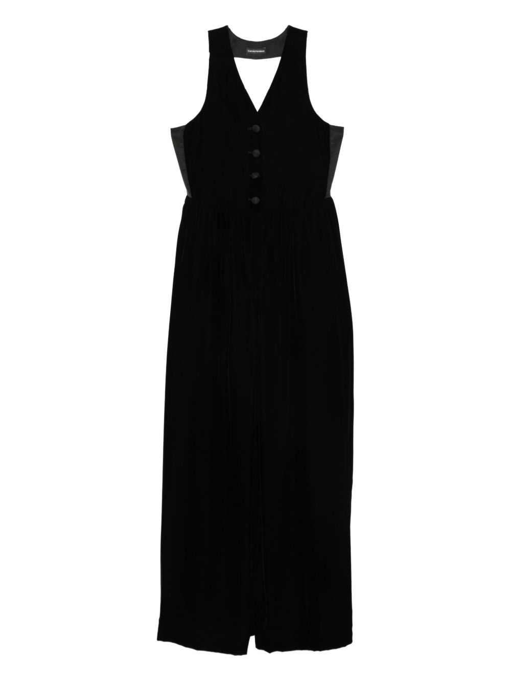 Emporio Armani Long Silk-Nylon Dress Black