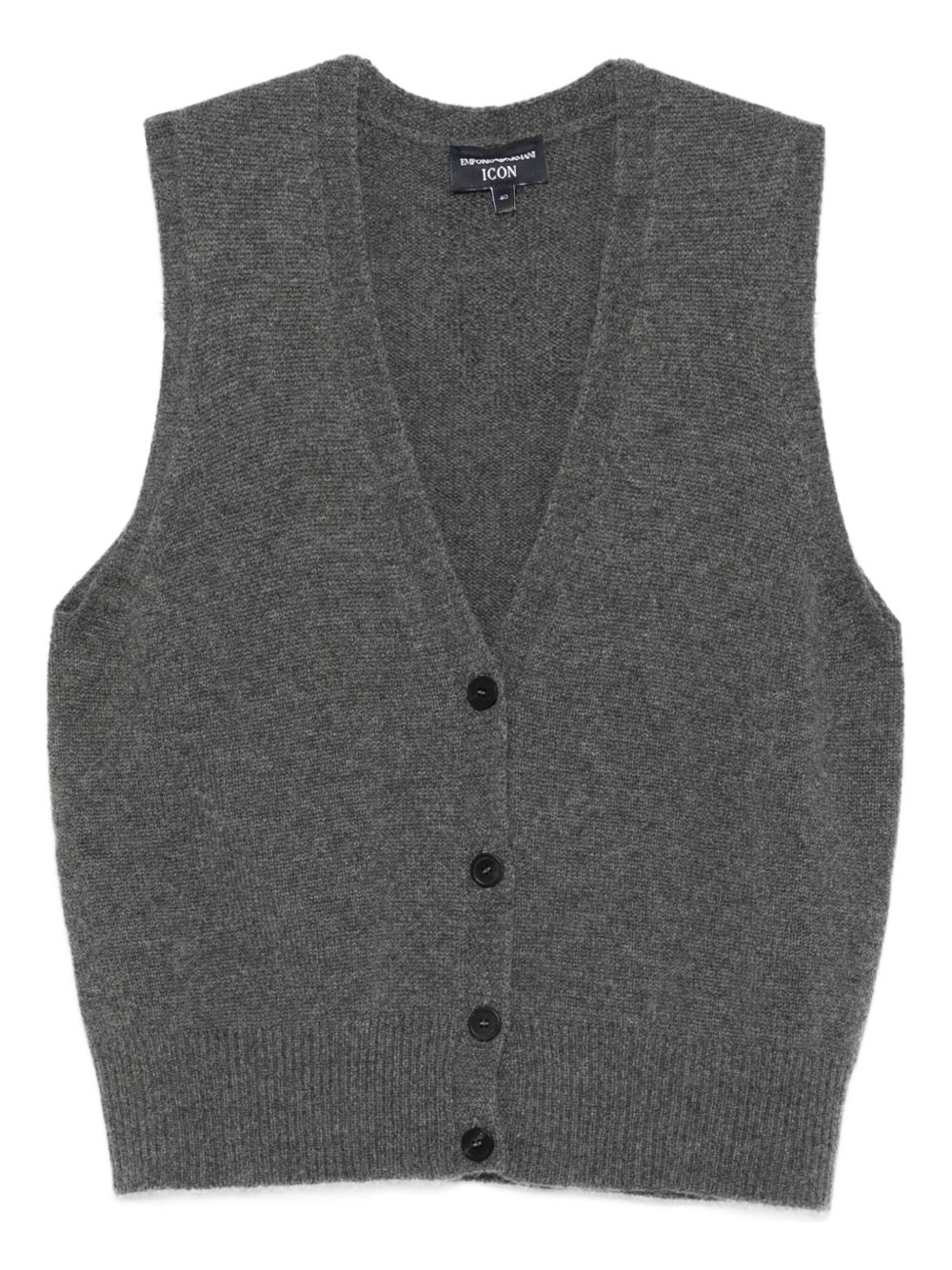 Emporio Armani Cashmere Wool V-Neck Sleeveless Vest Grey