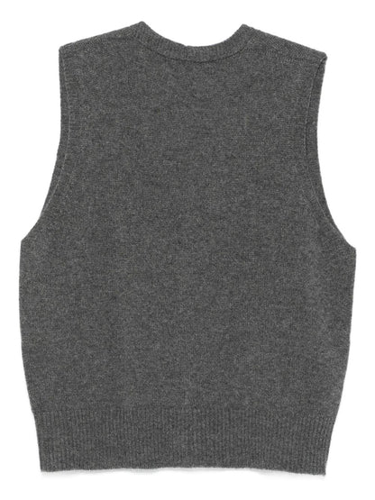Emporio Armani Cashmere Wool V-Neck Sleeveless Vest Grey