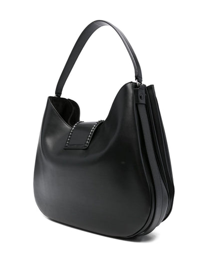 Emporio Armani Calf Leather Top Handle Shoulder Bag Black Black