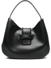 Emporio Armani Calf Leather Top Handle Shoulder Bag Black Black