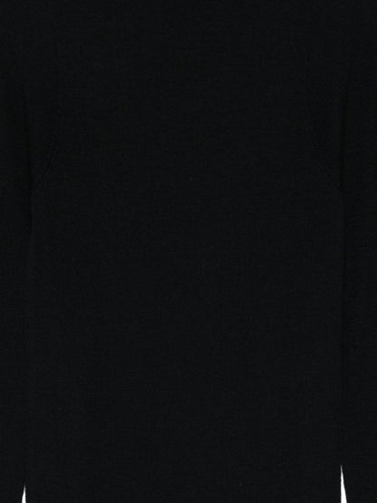 Emporio Armani Ribbed Wool Mock Neck Sweater Black Black