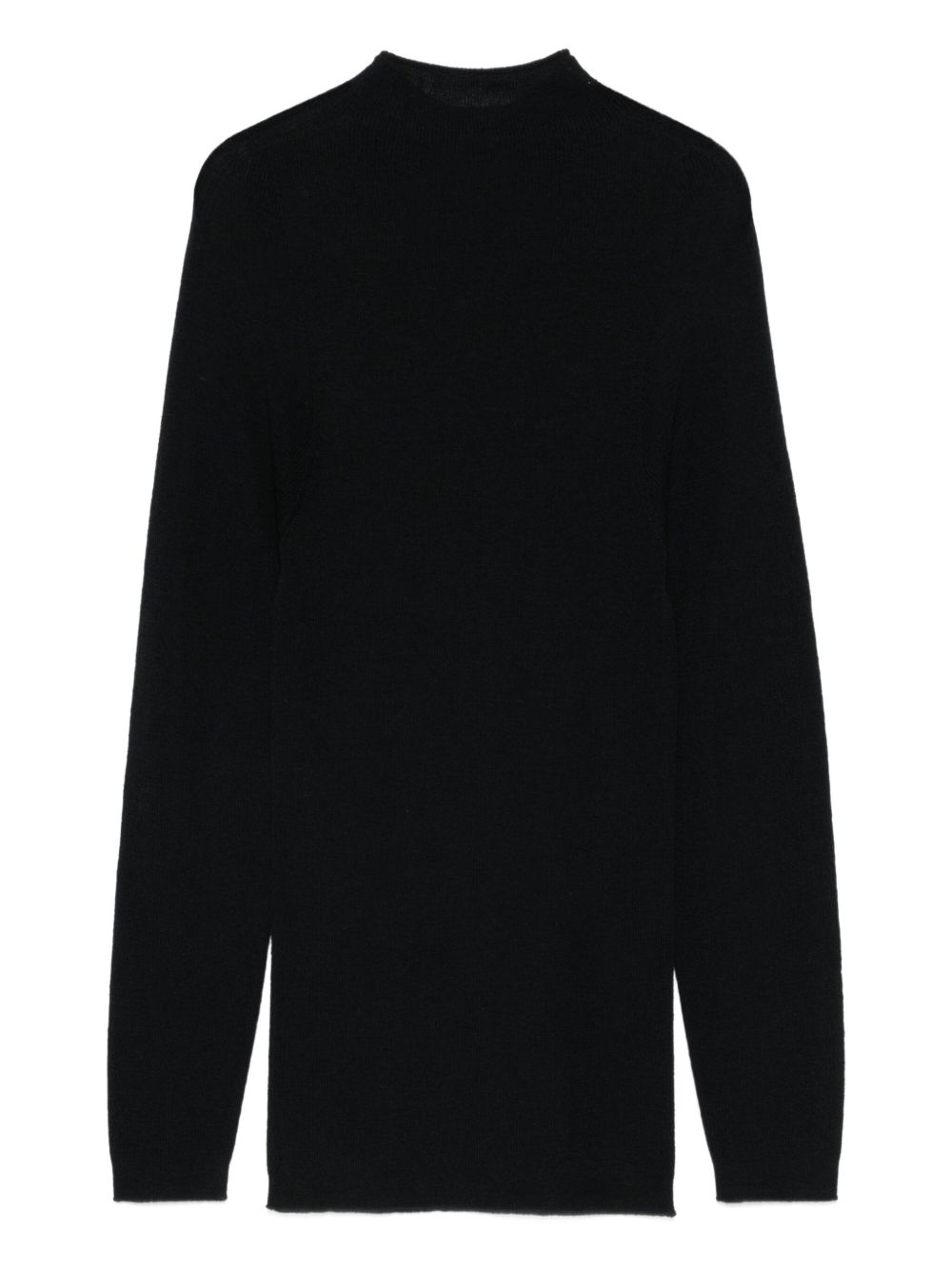 Emporio Armani Ribbed Wool Mock Neck Sweater Black Black