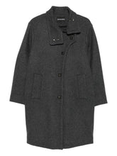 Emporio Armani Wool-Blend Grey Long Coat with Square Buttons Grey